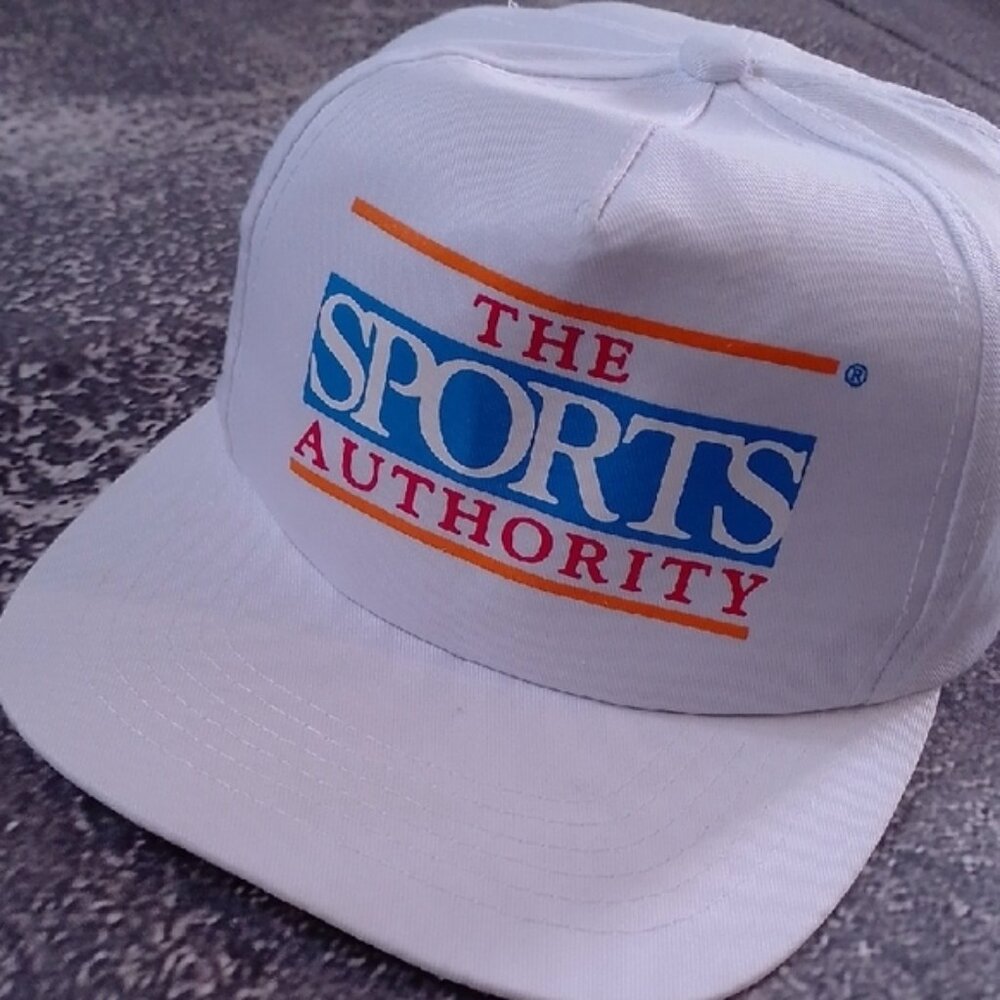 Vintage 90s The Sports Authority White Cap Snap Back - Picture 3 of 9